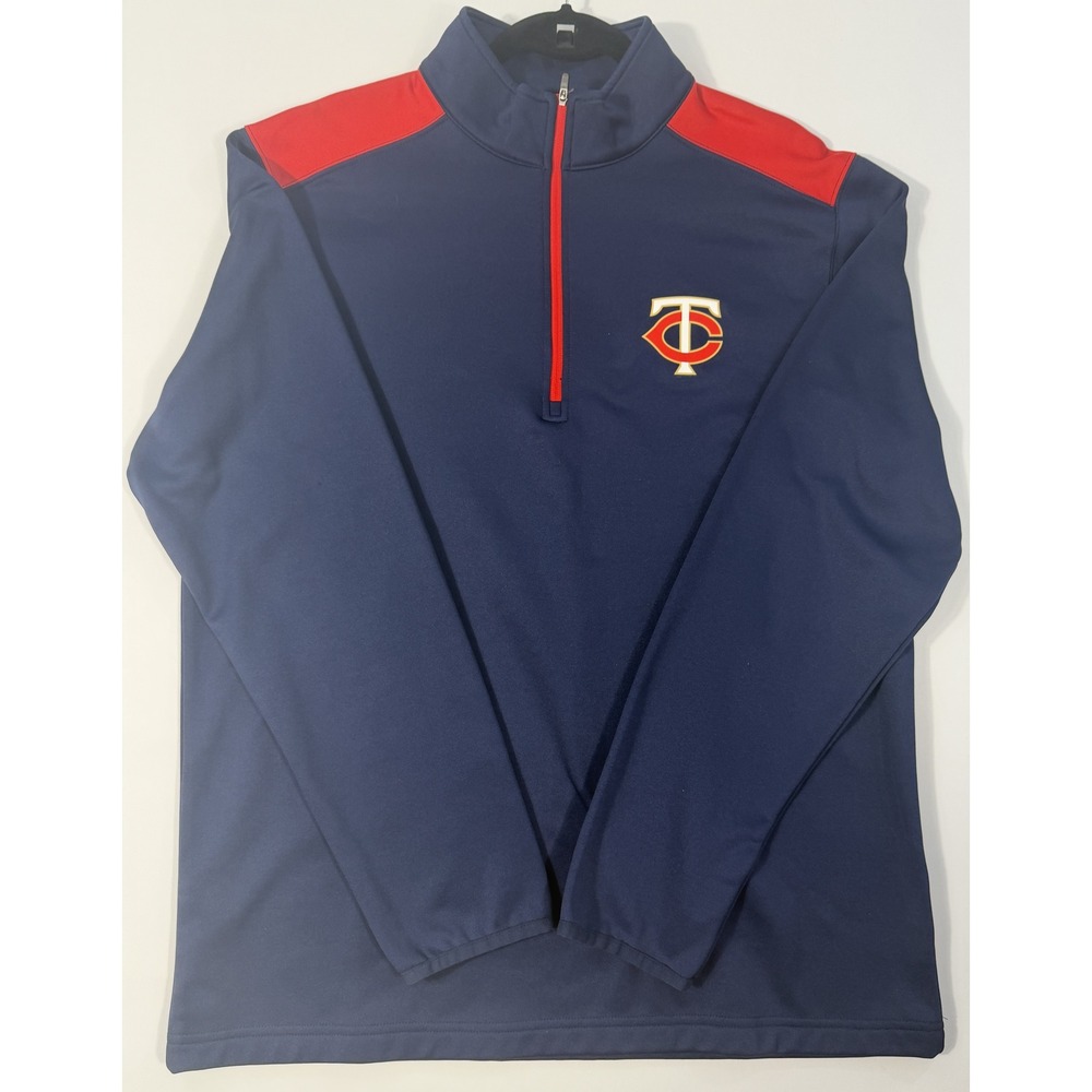 MLB Genuine Merchandise Minnesota Twins Pullover Mens L Navy Blue Excellent Zip
